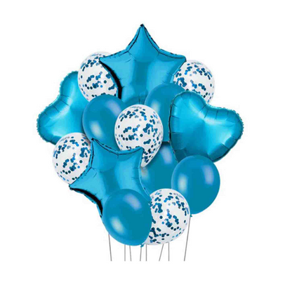 14 Pcs Confetti Decorative Party Balloons Set (Star, Heart Shaped & Confetti Filled Latex Party Balloons Set)