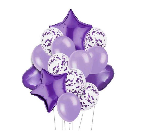 14 Pcs Confetti Decorative Party Balloons Set (Star, Heart Shaped & Confetti Filled Latex Party Balloons Set)