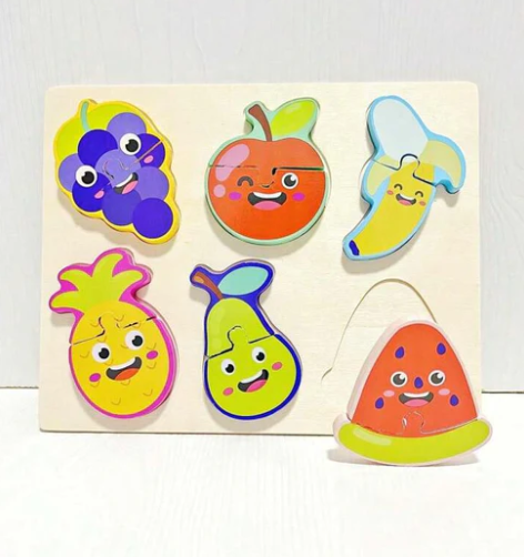 WOODEN PEG FRUITS PUZZLE SET